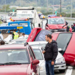 A massive multi-car pileup on an Oklahoma highway, illustrating how the 51% bar for modified comparative negligence is applied in chain-reaction crashes.